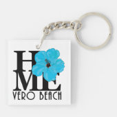 HOME Vero Beach Florida Blue Hibiscus Sleutelhanger (Achterkant)