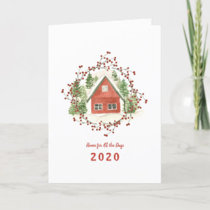 Home voor Alle dagen Rood kersthuis Feestdagen Kaart