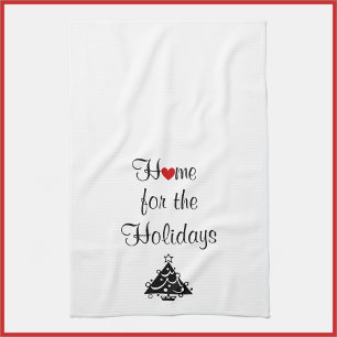 Home voor de Feestdagen White & Red Kitchen Towel Theedoek