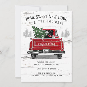 Home voor Feestdagen Red Truck Lab Dog Moving Aankondiging