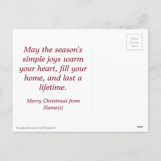 Home voor Kerstmis Snowy Winter Scene Waterverf Feestdagenkaart (Achterkant)