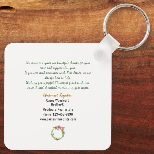 Home Waar het hart is makelaar Kerstbudget Sleutelhanger (Achterkant)