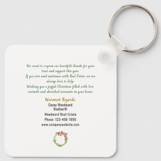 Home Waar het hart is makelaar Kerstbudget Sleutelhanger (Achterkant)