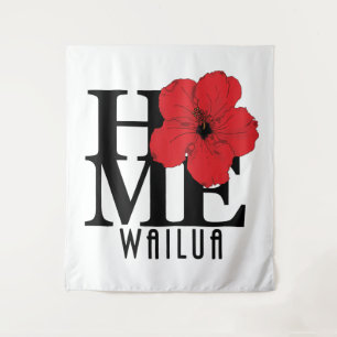 HOME Wailua Hawaii Red Hibiscus Wandkleed