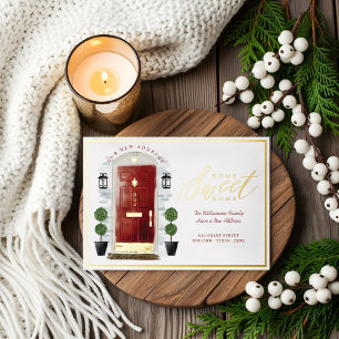 Home - We hebben rode Waterverf-deur verplaatst Folie Uitnodiging