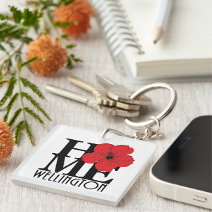 HOME Wellington Florida Red Hibiscus Sleutelhanger