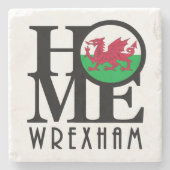 HOME Wrexham Wales Stenen Onderzetter (Voorkant)