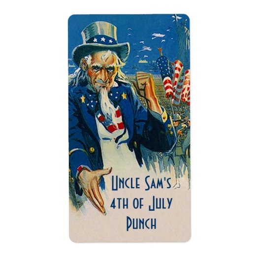 Homebrewing Bier Fles Label Uncle Sam 4th juli (Voorkant)