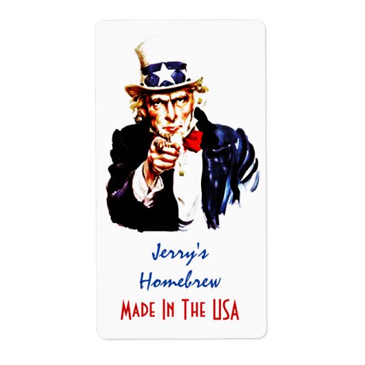 Homebrewing Bier Labels Uncle Sam Made in de Veren (Voorkant)