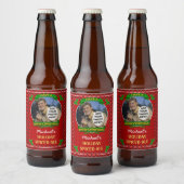 Homebrewing Brew Christmas Red Argyle Custom Foto Bier Etiket (Flessen)