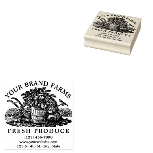 Homegrown Boerderij Fresh Produce Label Sjabloon Rubberstempel (Gestempeld)
