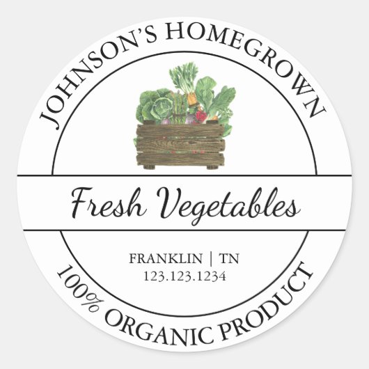Homegrown Garden Fresh Organic Vegetable Label (Voorkant)