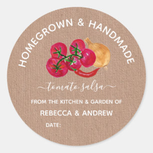 Homegrown & Handmade Chill Tomaat Salsa Mason Pot Ronde Sticker