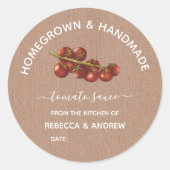 Homegrown & Handmade Kraft Tomato Sauce Mason Jar Ronde Sticker (Voorkant)