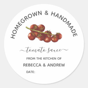 Homegrown & Handmade Tomato Sauce Mason Jar Ronde Sticker