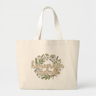 Homegrown Mama Vintage Botanische Tuin Liefhebber Grote Tote Bag