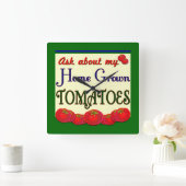 Homegrown Tomaten Retro Kitchen Wall Clock Vierkante Klok (Huis)