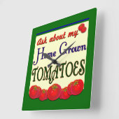 Homegrown Tomaten Retro Kitchen Wall Clock Vierkante Klok (Hoek)