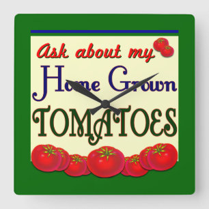 Homegrown Tomaten Retro Kitchen Wall Clock Vierkante Klok