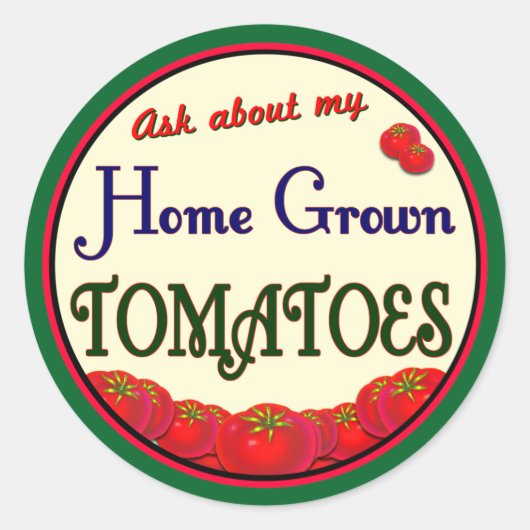Homegrown Tomatoes Retro Gardener Slogan Sticker (Voorkant)