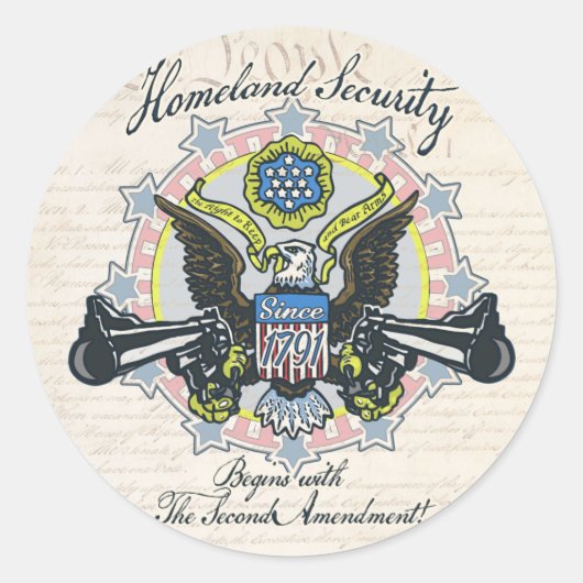 Homeland Security Pistool-Toting Eagle Gear Ronde Sticker (Voorkant)