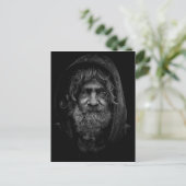 Homeless en Helpless Man in zwart-wit Briefkaart (Staand voorkant)