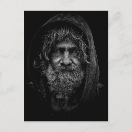 Homeless en Helpless Man in zwart-wit Briefkaart (Voorkant)