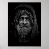 Homeless en Helpless Man in zwart-wit Poster (Voorkant)