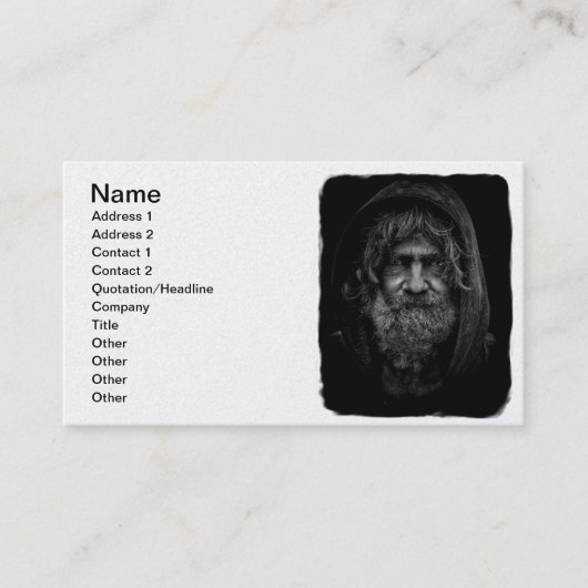 Homeless en Helpless Man in zwart-wit Visitekaartje (Voorkant)