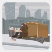 Homeless Man Square Sticker (Voorkant)