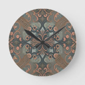 Homely cottage pattern ronde klok (Voorkant)