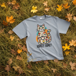 Homely Homey Happy Cat Design T-shirt