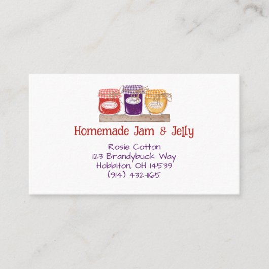 Homemad Jam & Jelly Visitekaartje (Voorkant)
