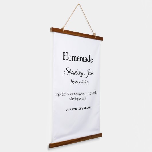 Homemade aardbei jam gemaakt met liefde voeg tekst hangend wandkleed (Gebogen)