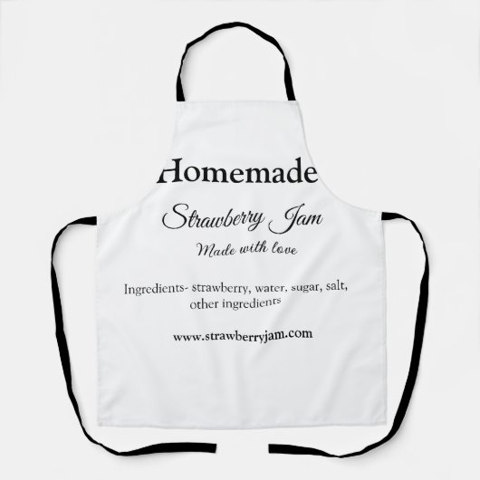 Homemade aardbei jam gemaakt met liefde voeg tekst schort (Voorkant)