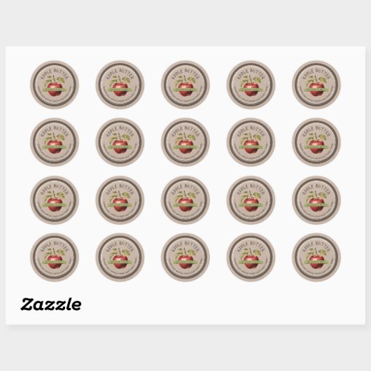 HOMEMADE APPLE BOTER Grunge Font Kraft en Bruin Ronde Sticker (Vel)