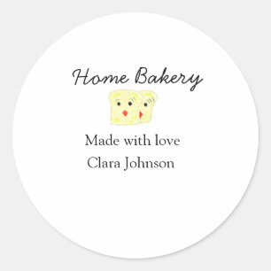 Homemade bakery add jouw tekst name custom ronde sticker