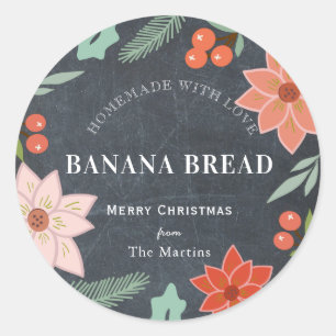 Homemade Baking Gifts Floral Chalkboard Holiday Ronde Sticker