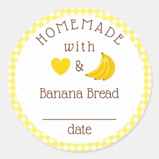 Homemade Banana Bread Gingham Ronde Sticker (Voorkant)