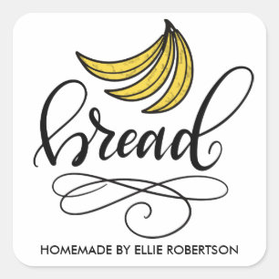 Homemade Banana Bread, met de hand geschreven Vierkante Sticker