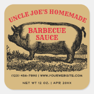 Homemade Barbecue Sauce 1890 Sjabloon Vierkante Sticker