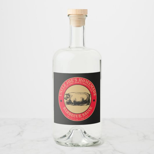 Homemade Barbecue Sauce Label Sjabloon Likeurfles Etiket (Voorkant)