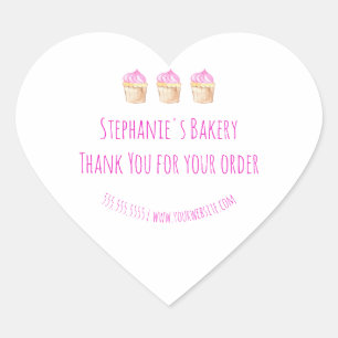 Homemade bedankt voor je bestelling roze bakkerij hart sticker
