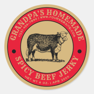 Homemade Beef Jerky Sjabloon Klassieke ronde Sticker