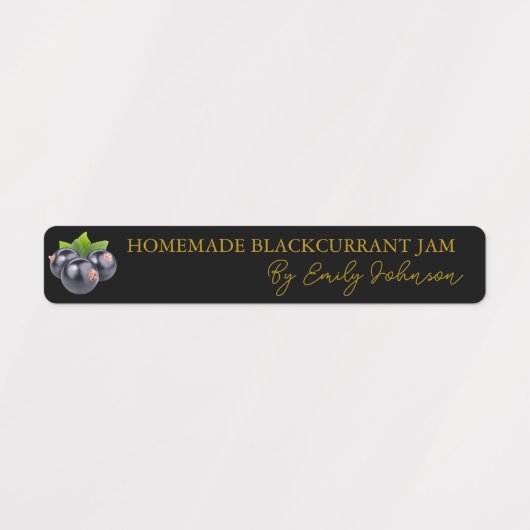 Homemade Blackcurrant Jam Thin Seal Label (Design 2)