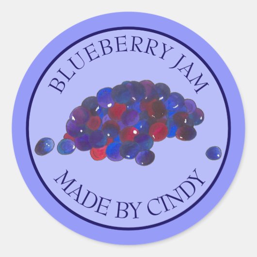 Homemade Blueberry Jam Jelly PReserves, geconserve Ronde Sticker (Voorkant)