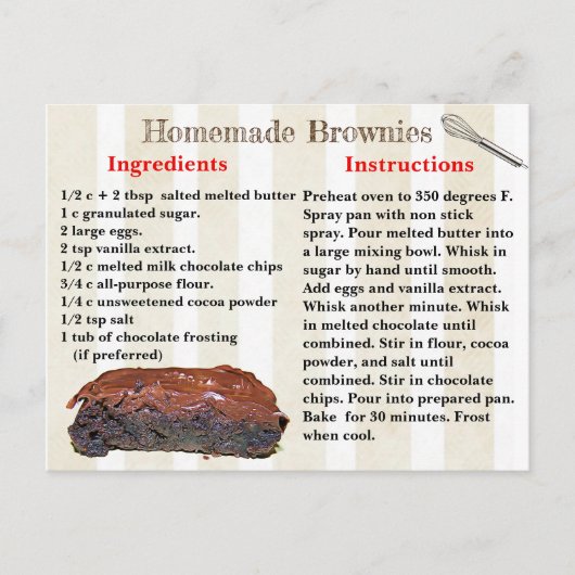 Homemade Brownies Recept Briefkaart (Voorkant)
