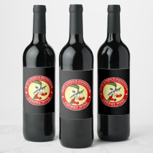 Homemade Cherry Wine Label Sjabloon Wijn Etiket