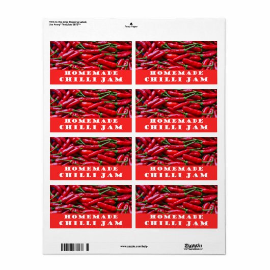 Homemade chili jam label (Full Sheet)