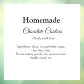 Homemade chocolade koekjes gemaakt met liefde voeg raamsticker (Vel 3)